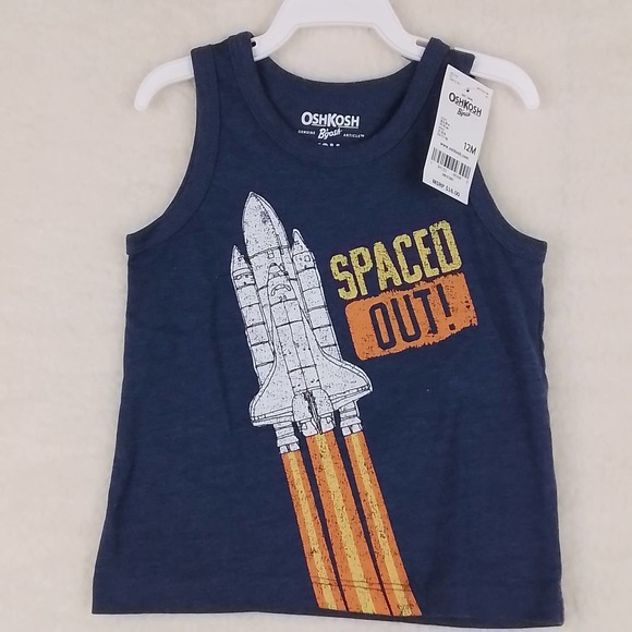 Oshkosh Cotton Blend Tank Boy's Size 12mo in Blue w/ Space Theme - Picture 1 of 7
